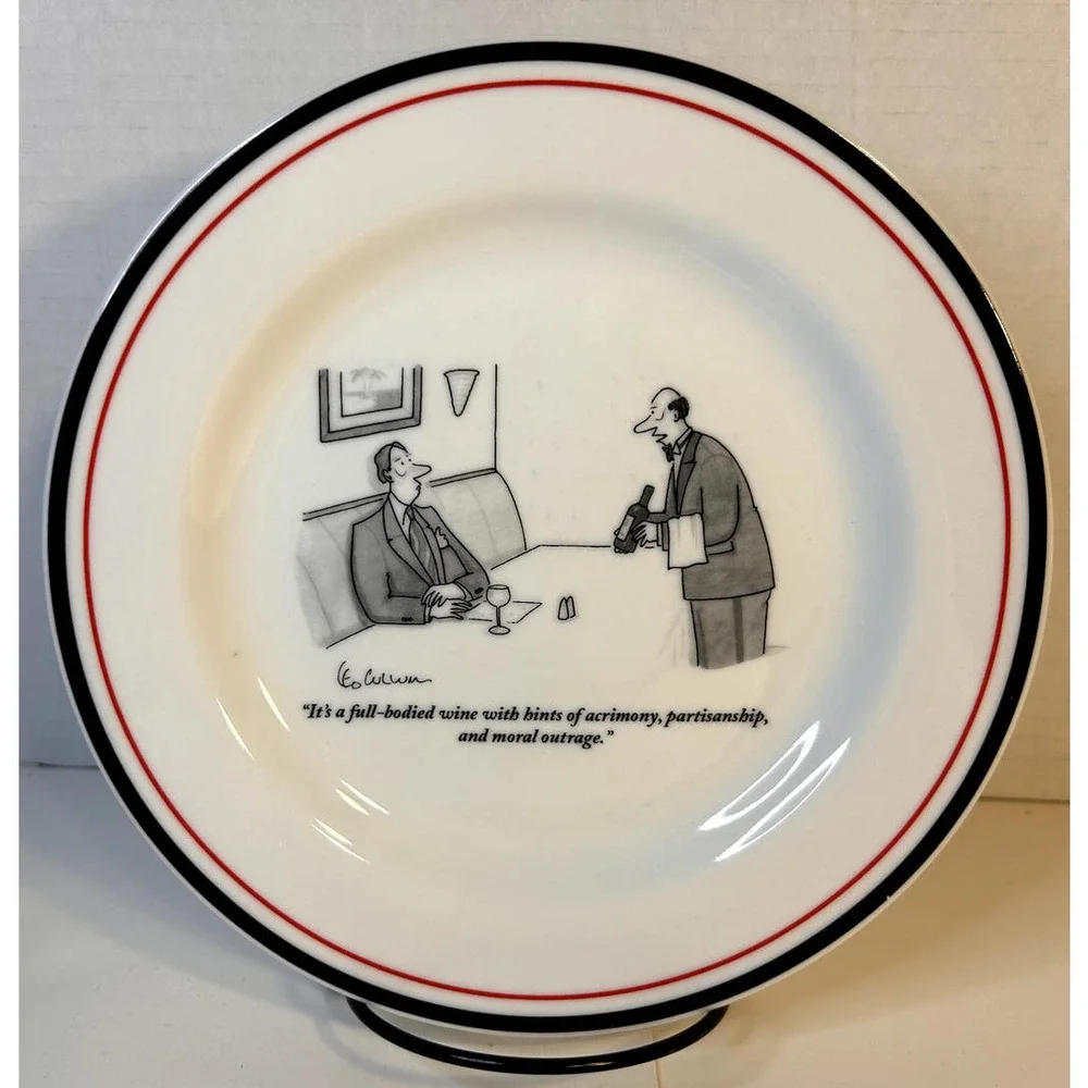 The New Yorker Restoration Hardware Wine Theme Cartoon Porcelain Salad Plate 8